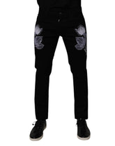 Dolce & Gabbana Black Floral Cotton Skinny Men Denim Jeans -   -  Dolce & Gabbana.